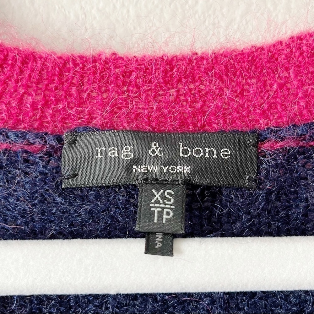 Rag & Bone Nassau Striped Mohair Silk Blend V-Neck Sweater Size XS MSRP $425 - Picture 14 of 16